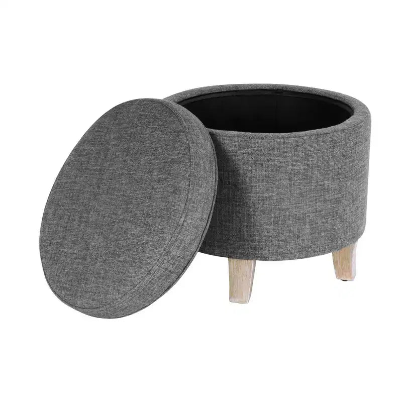 Cole Classics Pouf de rangement rond Pieds évasés en bois - HomePop