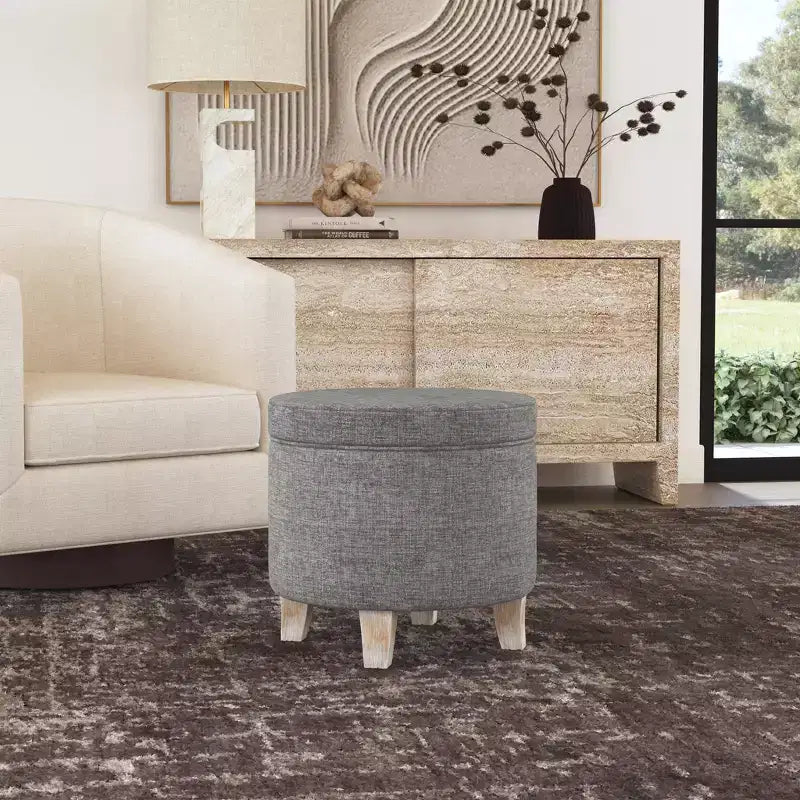 Cole Classics Pouf de rangement rond Pieds évasés en bois - HomePop