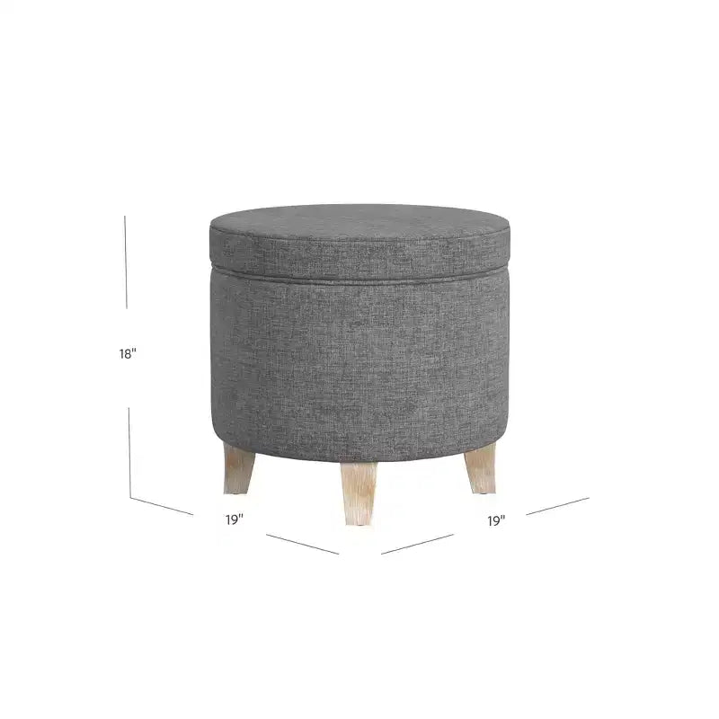 Cole Classics Pouf de rangement rond Pieds évasés en bois - HomePop
