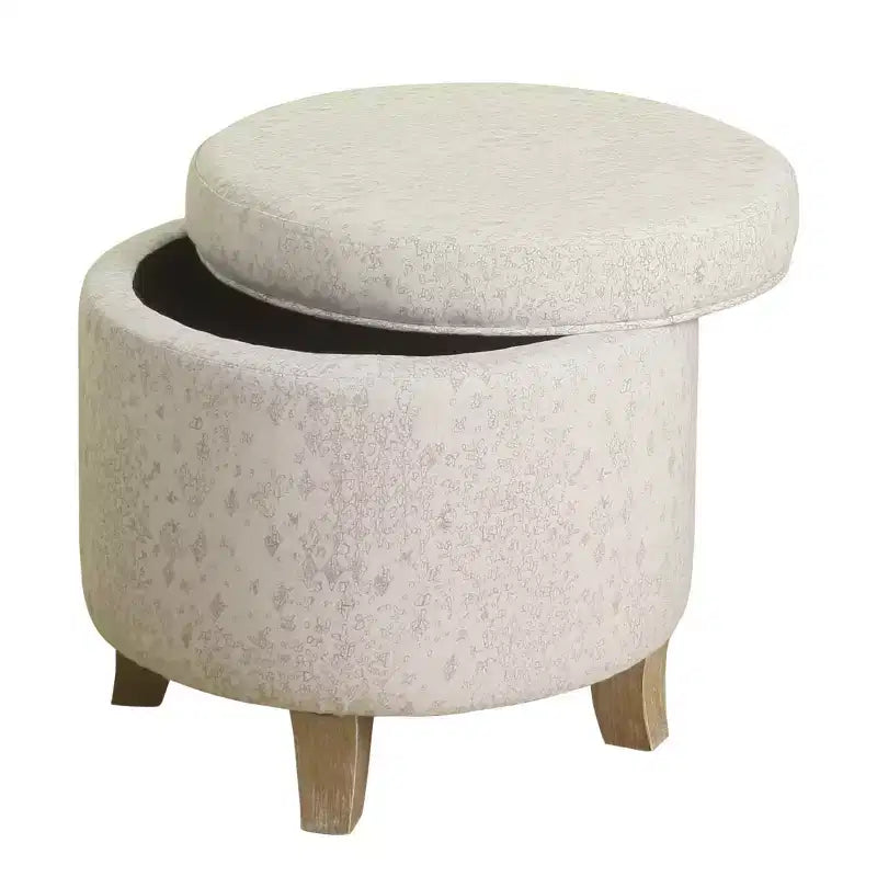 Cole Classics Pouf de rangement rond Pieds évasés en bois - HomePop