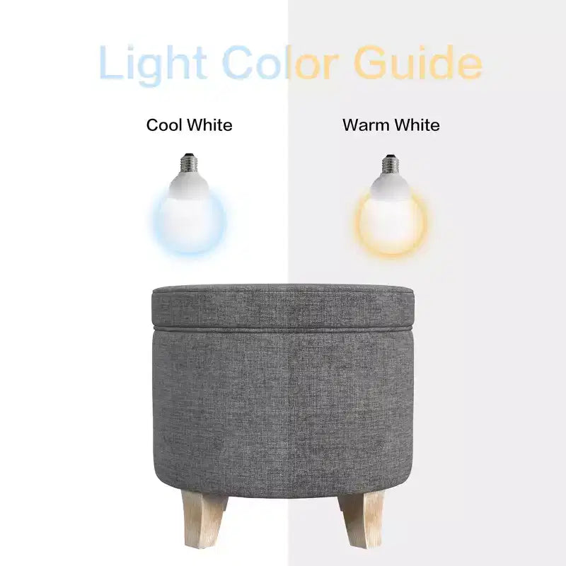Cole Classics Pouf de rangement rond Pieds évasés en bois - HomePop