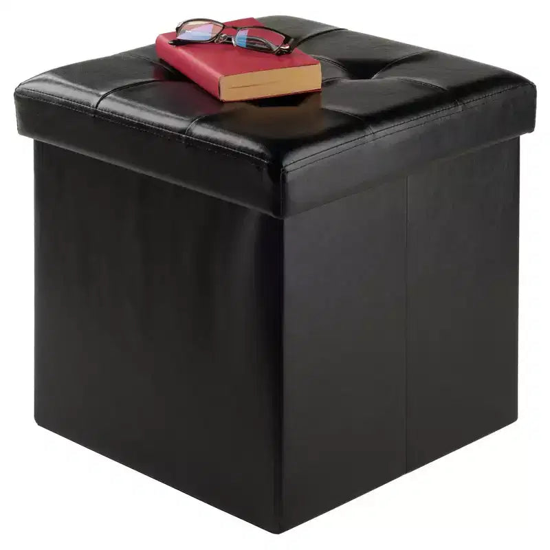 Pouf de rangement Ashford avec tabourets d'appoint en similicuir - Winsome