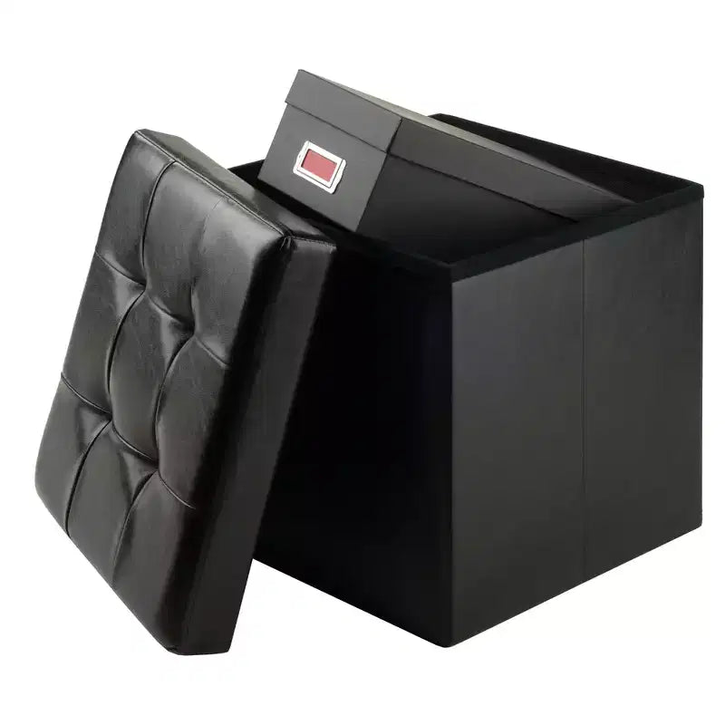 Pouf de rangement Ashford avec tabourets d'appoint en similicuir - Winsome