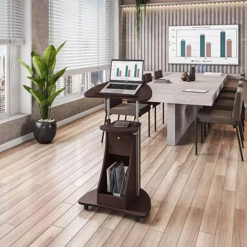 Chariot réglable pour ordinateur portable avec rangement - Techni Mobili