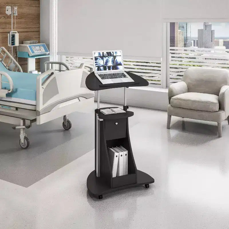 Chariot réglable pour ordinateur portable avec rangement - Techni Mobili
