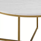 Table basse ronde Vivian Glam X Leg en faux marbre - Saracina Home