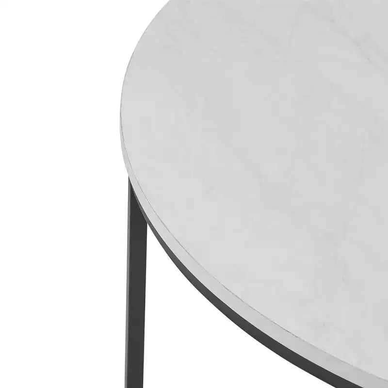 Table basse ronde Vivian Glam X Leg en faux marbre - Saracina Home