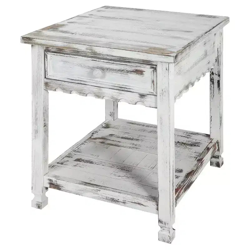 Table d'appoint en bois rustique - Finition antique rustique - Alaterre