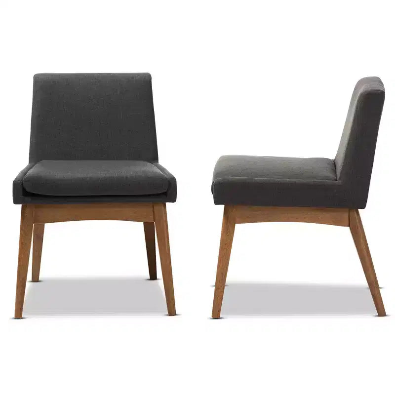 Lot de 2 chaises de salle à manger Baxton Studio Nexus Mid Century Modern en noyer et tissu