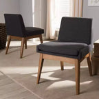 Lot de 2 chaises de salle à manger Baxton Studio Nexus Mid Century Modern en noyer et tissu