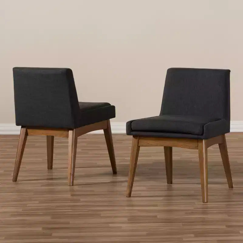 Lot de 2 chaises de salle à manger Baxton Studio Nexus Mid Century Modern en noyer et tissu