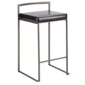 Set of 2 26 Fuji Contemporary Stackable Counter Height Barstools Antique with Cushion