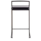 Lot de 2 tabourets de bar contemporains empilables Fuji, hauteur comptoir, aspect antique avec coussin