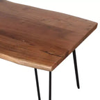 Table Basse Alaterre Furniture en Bois Naturel Marron à Bord Brut avec Pieds en Épingle à Cheveux en Métal