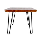 Table Basse Alaterre Furniture en Bois Naturel Marron à Bord Brut avec Pieds en Épingle à Cheveux en Métal