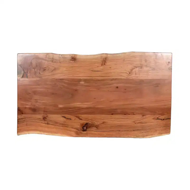 Table Basse Alaterre Furniture en Bois Naturel Marron à Bord Brut avec Pieds en Épingle à Cheveux en Métal