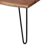 Table Basse Alaterre Furniture en Bois Naturel Marron à Bord Brut avec Pieds en Épingle à Cheveux en Métal
