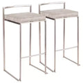 Set of 2 30 Fuji Contemporary Stackable Barstools Stainless Steel - Lumisource