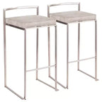 Set of 2 30 Fuji Contemporary Stackable Barstools Stainless Steel - Lumisource