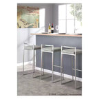 Lot de 2 tabourets de bar empilables contemporains 30 Fuji en acier inoxydable - Lumisource