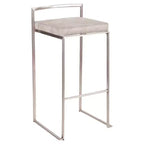 Lot de 2 tabourets de bar empilables contemporains 30 Fuji en acier inoxydable - Lumisource