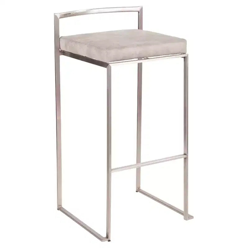 Lot de 2 tabourets de bar empilables contemporains 30 Fuji en acier inoxydable - Lumisource