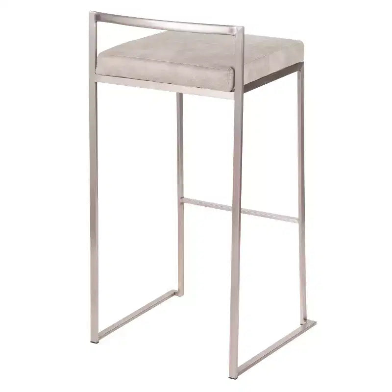 Lot de 2 tabourets de bar empilables contemporains 30 Fuji en acier inoxydable - Lumisource