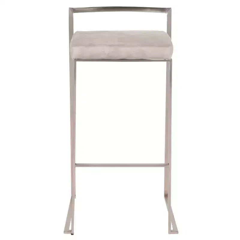 Lot de 2 tabourets de bar empilables contemporains 30 Fuji en acier inoxydable - Lumisource