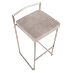 Lot de 2 tabourets de bar empilables contemporains 30 Fuji en acier inoxydable - Lumisource