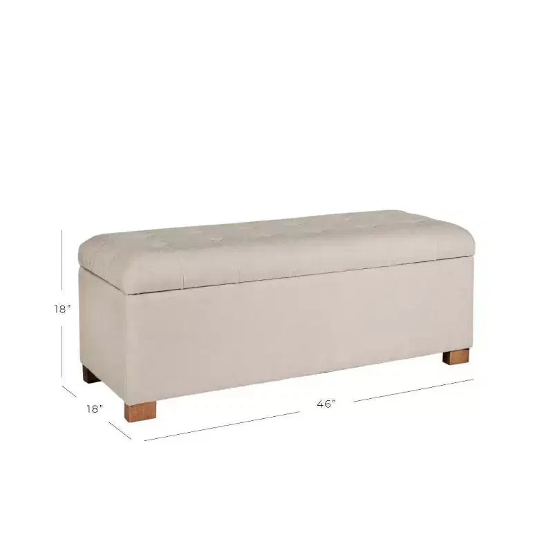 Grand banc de rangement capitonné classique - HomePop