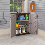 Armoire de rangement basse Suncast 9 pieds cubes avec étagères, platine métallique/ardoise