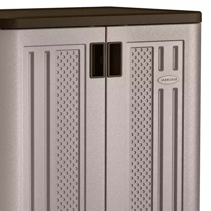 Armoire de rangement basse Suncast 9 pieds cubes avec étagères, platine métallique/ardoise