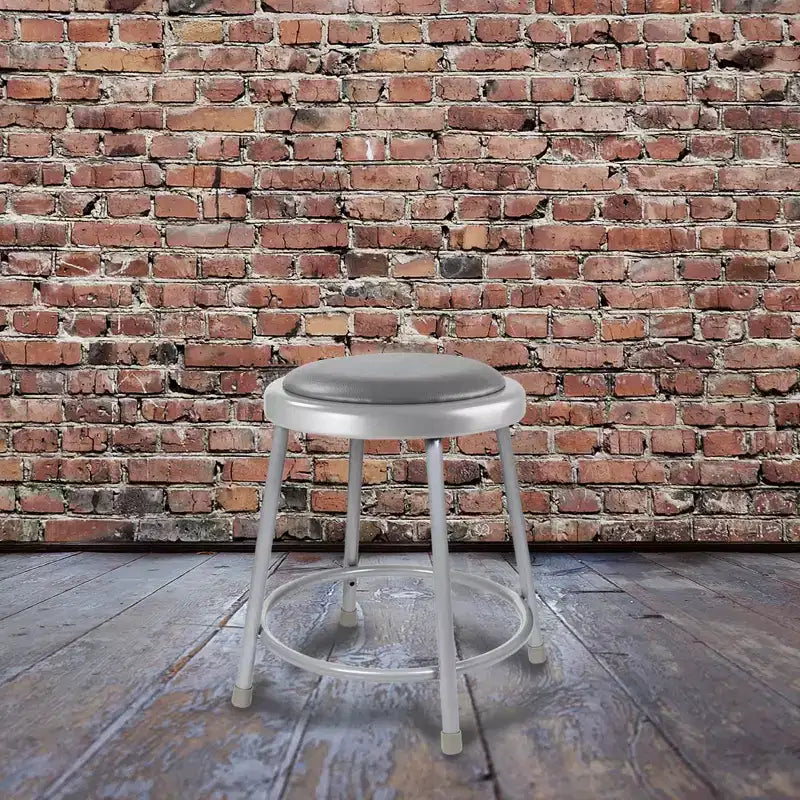 Tabouret de bar 2 places en acier rembourré de vinyle gris robuste - Hampden Furnishings