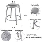 Tabouret de bar 2 places en acier rembourré de vinyle gris robuste - Hampden Furnishings