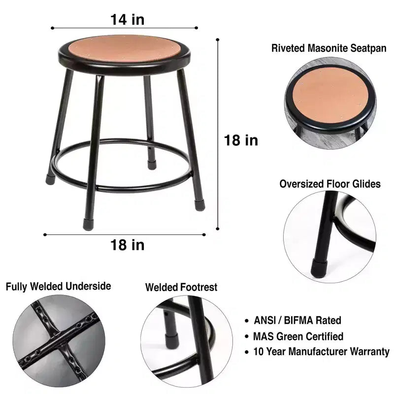 Lot de 2 tabourets robustes en acier noir – Hampden Furnishings