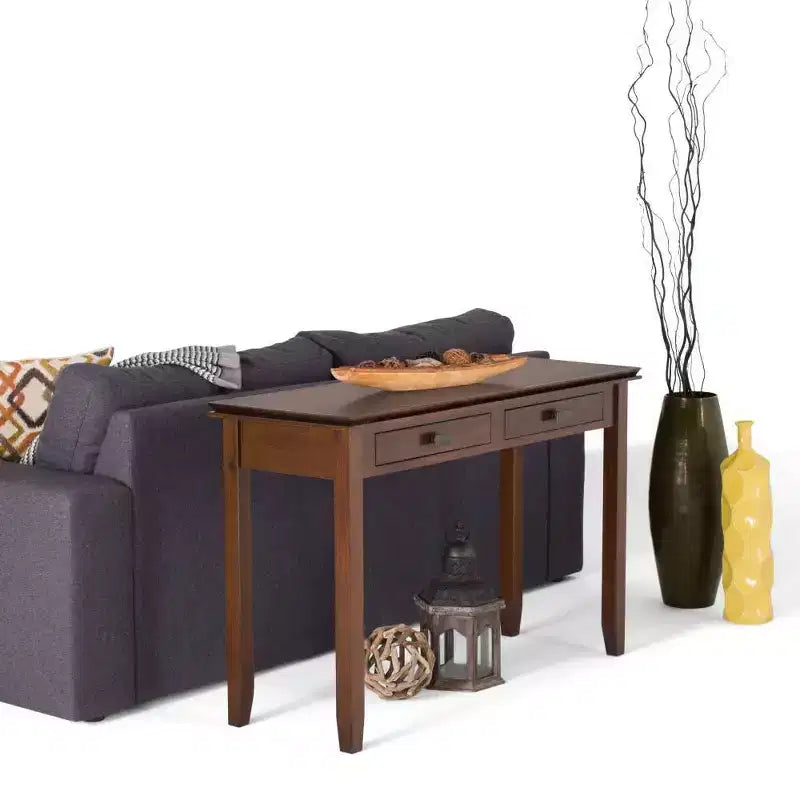 Table console/canapé Wyndenhall en bois massif, 46 po, couleur moka - Stratford