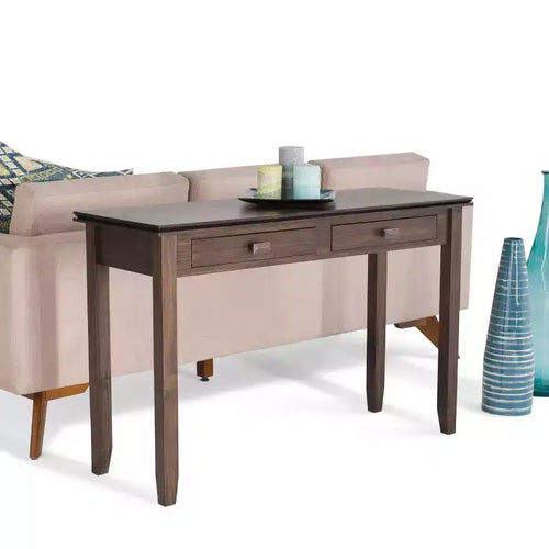 Table console/canapé Wyndenhall en bois massif, 46 po, couleur moka - Stratford