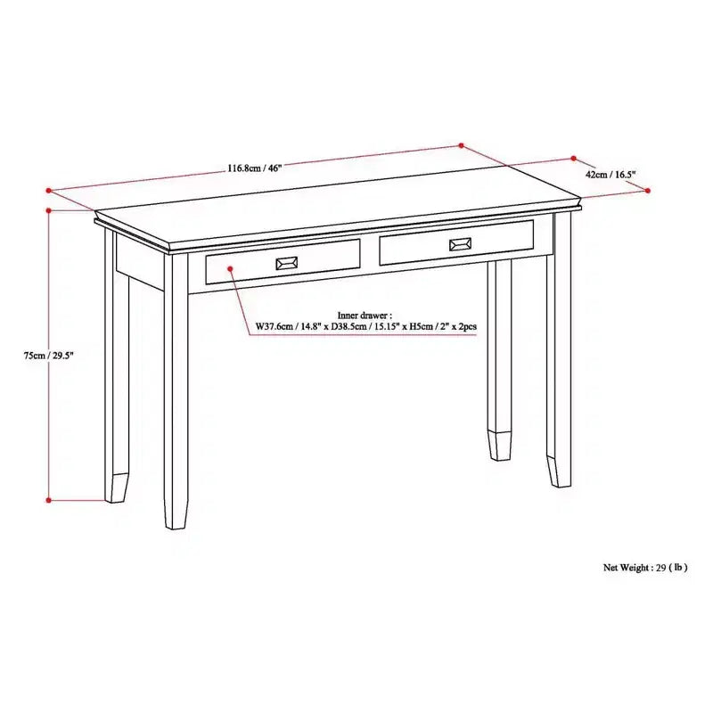 Table console/canapé Wyndenhall en bois massif, 46 po, couleur moka - Stratford
