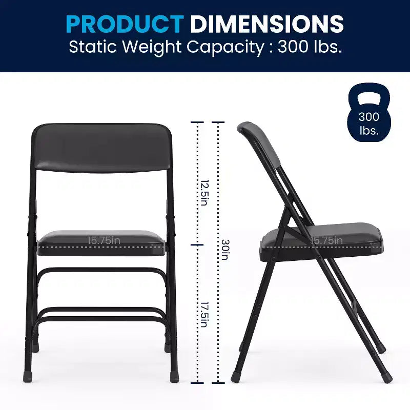 Lot de 4 chaises pliantes en métal rembourrées incurvées HERCULES à triple entretoise et double charnière de Flash Furniture