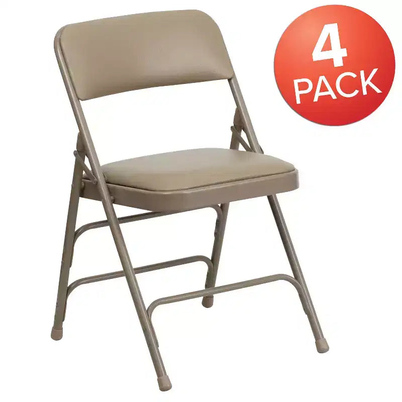 Lot de 4 chaises pliantes en métal rembourrées incurvées HERCULES à triple entretoise et double charnière de Flash Furniture