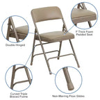 Lot de 4 chaises pliantes en métal rembourrées incurvées HERCULES à triple entretoise et double charnière de Flash Furniture