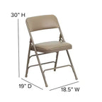 Lot de 4 chaises pliantes en métal rembourrées incurvées HERCULES à triple entretoise et double charnière de Flash Furniture