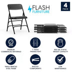 Lot de 4 chaises pliantes en métal rembourrées incurvées HERCULES à triple entretoise et double charnière de Flash Furniture