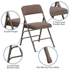 Lot de 4 chaises pliantes en métal rembourrées incurvées HERCULES à triple entretoise et double charnière de Flash Furniture