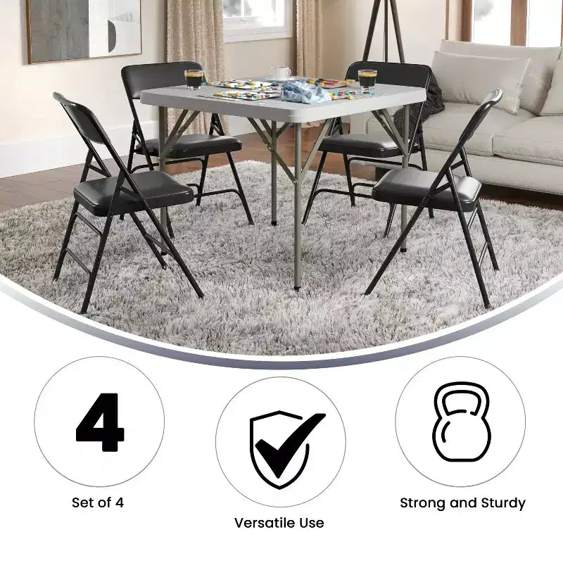 Lot de 4 chaises pliantes en métal rembourrées incurvées HERCULES à triple entretoise et double charnière de Flash Furniture