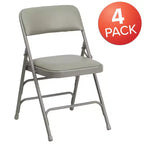 Lot de 4 chaises pliantes en métal rembourrées incurvées HERCULES à triple entretoise et double charnière de Flash Furniture