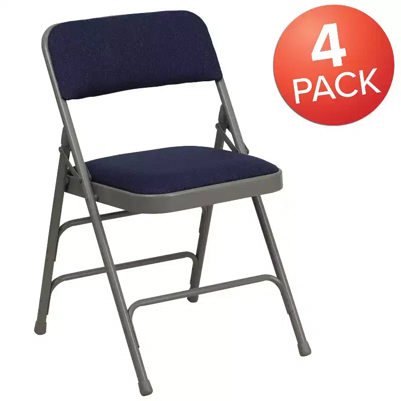 Lot de 4 chaises pliantes en métal rembourrées incurvées HERCULES à triple entretoise et double charnière de Flash Furniture