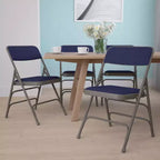 Lot de 4 chaises pliantes en métal rembourrées incurvées HERCULES à triple entretoise et double charnière de Flash Furniture