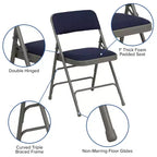 Lot de 4 chaises pliantes en métal rembourrées incurvées HERCULES à triple entretoise et double charnière de Flash Furniture