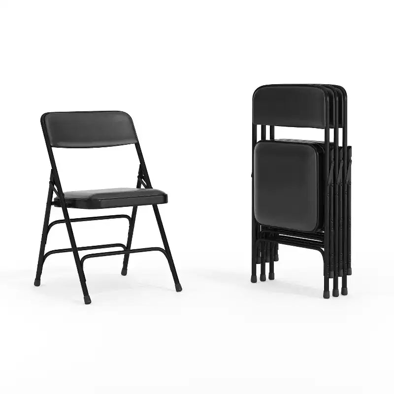 Flash Furniture 4 Pack HERCULES Series Curved Triple Braced & Double Hinged Upholstered Metal Folding Chair